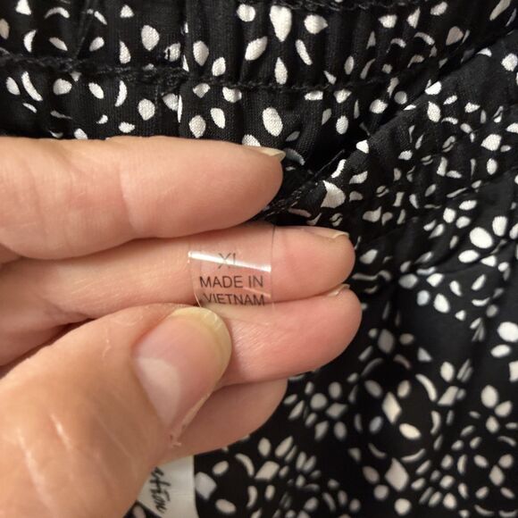 Ny Collection Womens XL Knit Wide Leg Pull On Pants Black Abstract Print - Picture 10 of 11